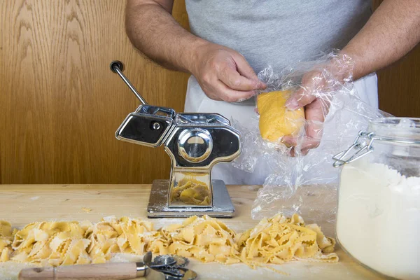 Preparare Pasta Fresca All Uovo Casa Con Ingredienti Naturali Una — Foto Stock