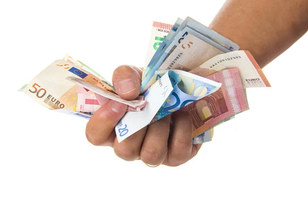 Hand Holding Lot Money Isolated White Background — Stock Photo, Image