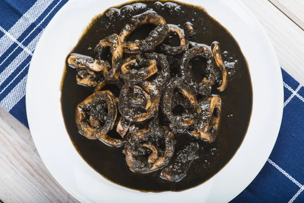 Chobotnice Jeho Vlastní Rukopis Typický Recept Středomořská Italská Španělská Kuchyně — Stock fotografie