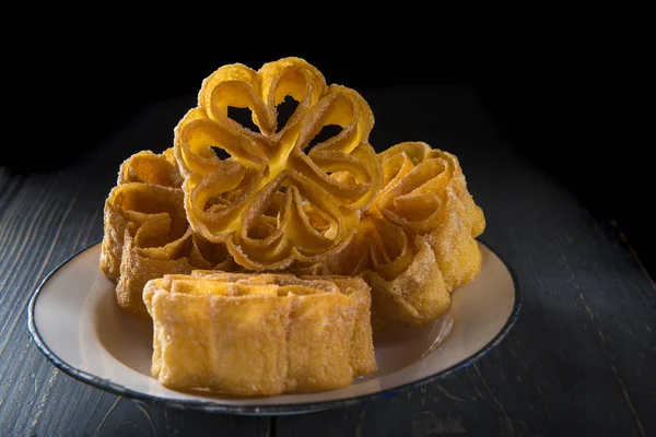 Carnival flowers a traditional Spanish dessert — Stock Photo, Image