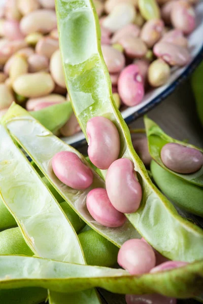 Getting Beans Pods Preparing Them Cooking Kitchen — Stock Photo, Image