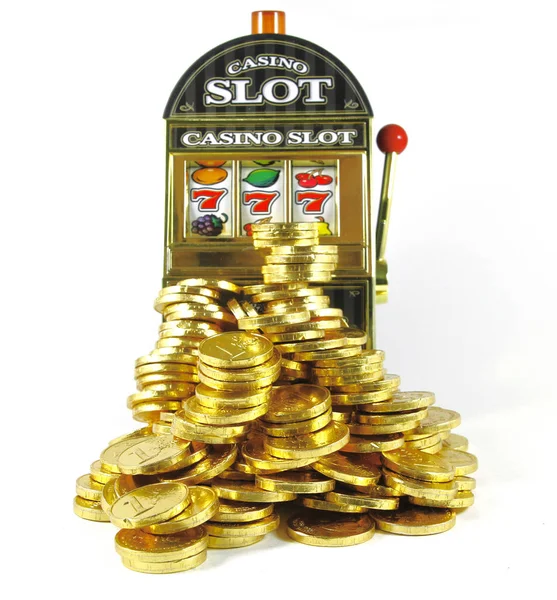 Retro Slot Machine 777 Lots Gold Winnings — Stock Photo, Image