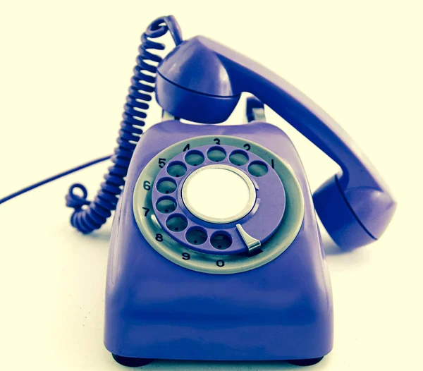 Gamla Retro Telefon Mörkblå — Stockfoto