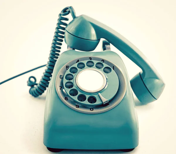 Vintage Telefone Retro Azul Ciano Perto — Fotografia de Stock