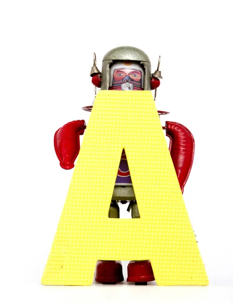 Letra Mayúscula Poder Juguetes Robot Vintage —  Fotos de Stock