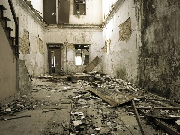 Quemar Imagen Tonos Abandonados Edificio — Foto de Stock