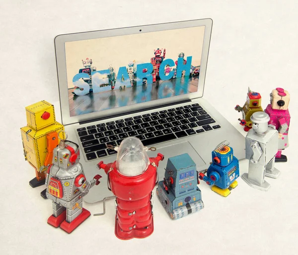 Robot Bambini Conoscere Nube Computting Isolato — Foto Stock