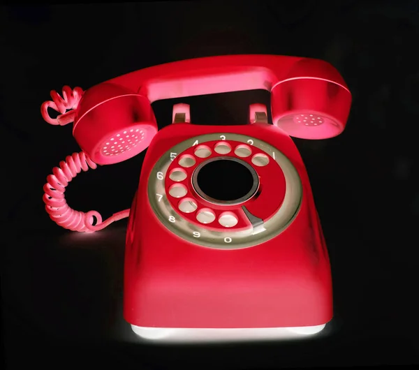 Viejo Teléfono Rojo Sonando Del Gancho Abstracto — Foto de Stock