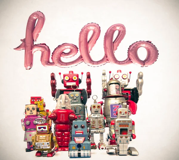 Squadra Robot Retrò Baloon Ciao Immagine Tonica — Foto Stock