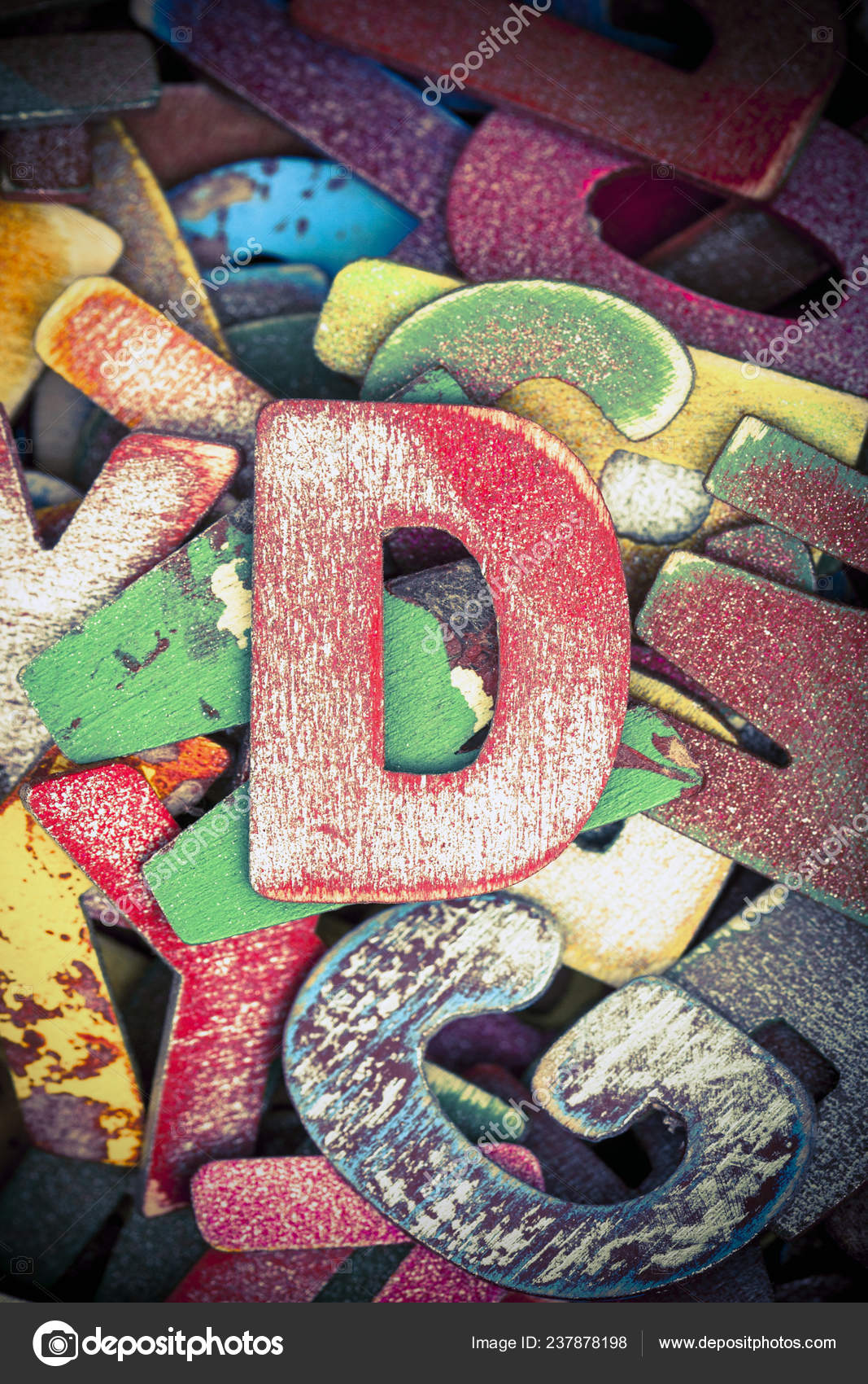 Sacco Vecchio Dipinto Lettere Legno Con Lettera Maiuscola