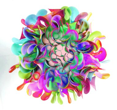 Abstracy platic straws  bright colors on white 