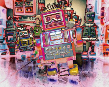vintage robotlar bir ekip 