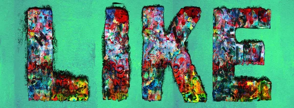 Ordet som består av målade trä bokstäver grafitti sty — Stockfoto
