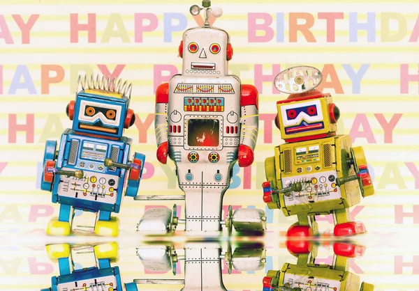 Trois bots rétro avec fond HAPPY BIRTHDAY — Photo