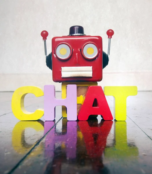 Cabeza de robot rojo y la palabra CHAT w — Foto de Stock