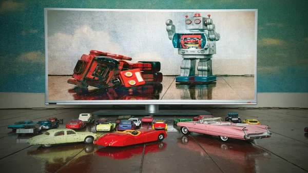 concept Drive in movie with retro toys