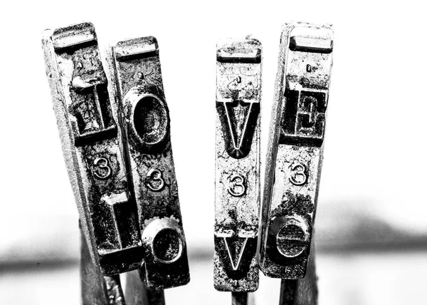 Word Love Made Old Typewriter Text — Stock Photo, Image