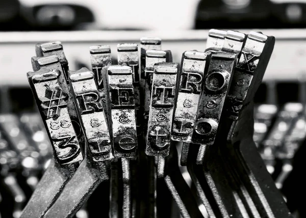 Retro Met Oude Typemachine Macro Monochrome Afbeelding — Stockfoto