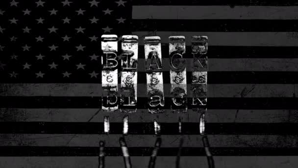 Black Lives Materia Starą Maszyną Pisania Flagą Usa Monochromatycznym — Wideo stockowe