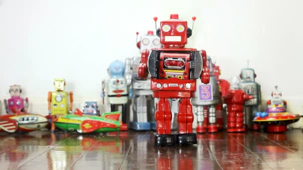 Retro Robot Rosso Arrivo Voi — Video Stock