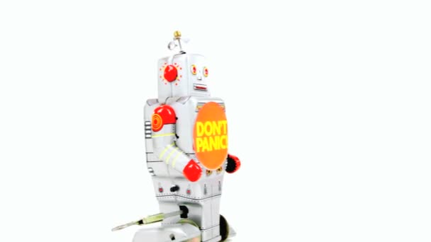 Robot Panico Isolato Bianco — Video Stock