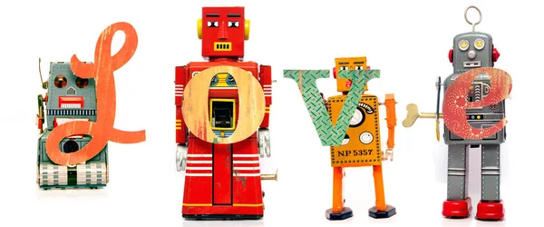Parola Amore Con Giocattoli Robot Retrò — Foto Stock