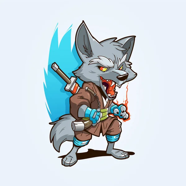 Ninja Wolf maskot Royalty Free Stock Vektory