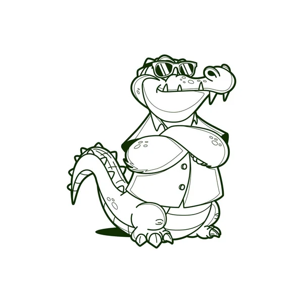 Roztomilý kreslený krokodýl Vektorová Grafika