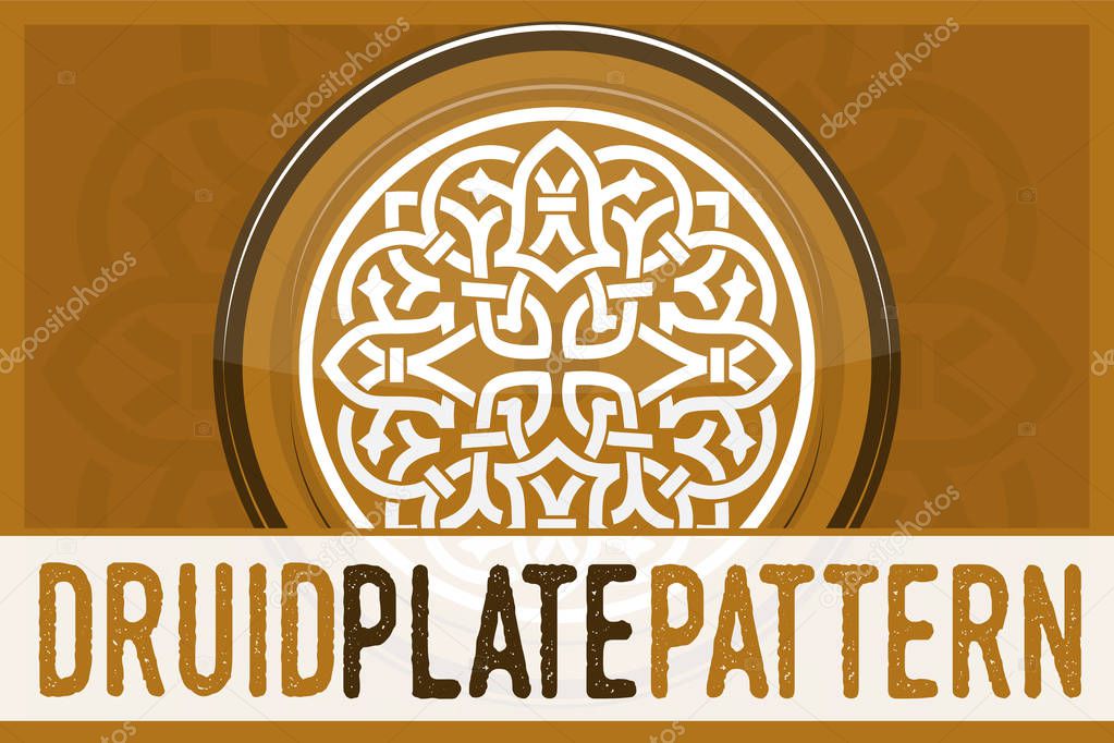 Druid Celtic traditional ethnic pattern. Kitchen plate. 