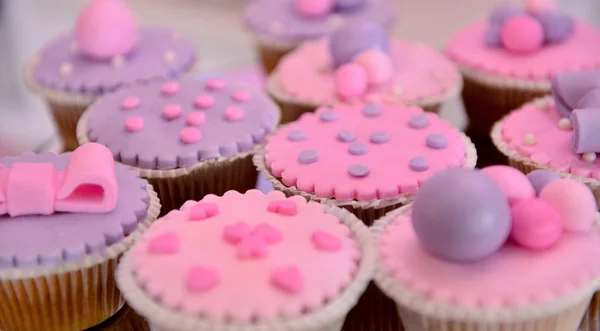 Smakelijke Cupcakes Verjaardag Van Een Meisje Beeld Van Een — Stockfoto