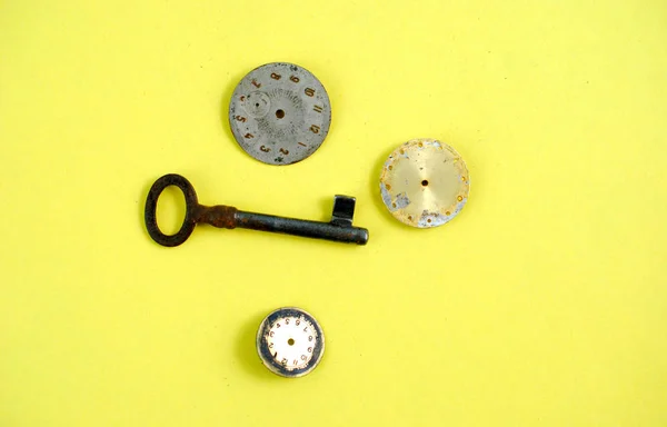 Llaves Risty Relojes Vintage Imagen Concepto Tiempo — Foto de Stock
