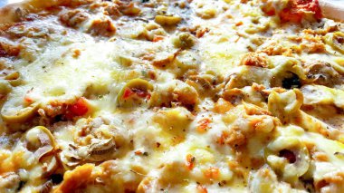 taze pişmiş pizza görünümü kapatın, görüntü