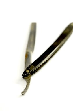 Vintage eski kirli katlanabilir barberd ustura görüntü bir