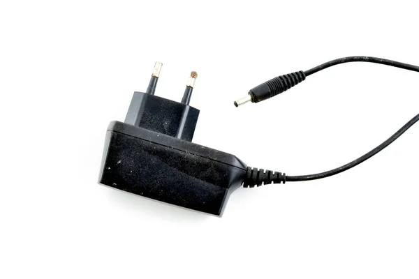Old Mobile Phone Charger White Background Image — Stock Photo, Image