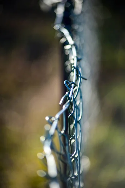 Železná síť drátěný plot, mělké dof — Stock fotografie