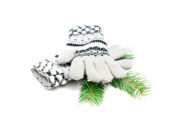 Vrouwelijke Winter Handschoenen Gebruikt Wit — Stockfoto