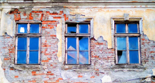 Trois Fenêtres Sur Une Vieille Maison Ohrid Image Macédonie — Photo
