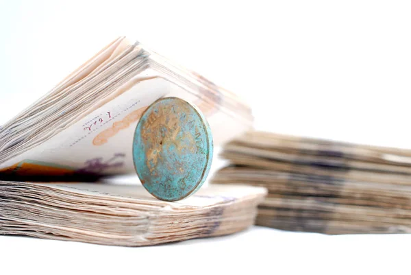 Münze Geld Denar Curency Von Mazedonien Auf Weiß — Stockfoto