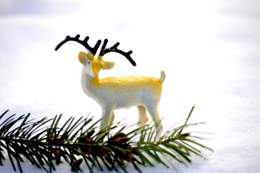 geyik heykelcik oyuncak bir kar, Kış Tema, görüntü