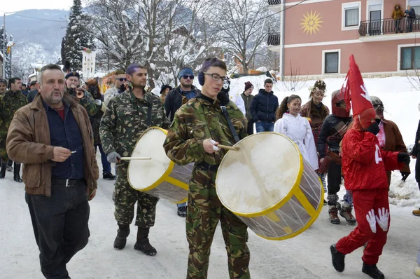 Vevcani Macedonia Enero 2019 Atomosfera General Con Participantes Disfrazados Carnaval —  Fotos de Stock