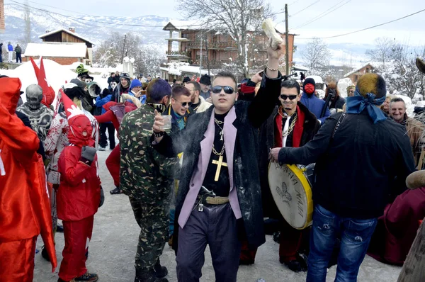 Vevcani Macedonia Enero 2019 Atomosfera General Con Participantes Disfrazados Carnaval —  Fotos de Stock