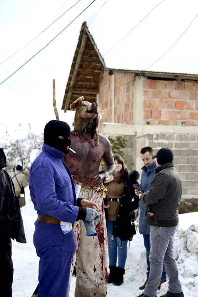 Vevcani Macedonia Enero 2019 Atomosfera General Con Participantes Disfrazados Carnaval — Foto de Stock