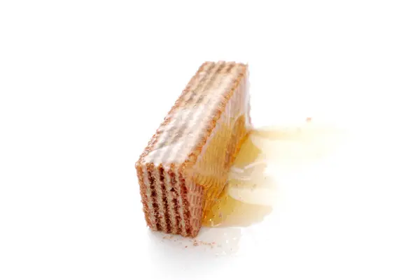 Wafer Slice Honey White Background Image — Stock Photo, Image