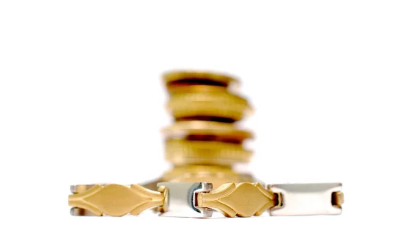 Luxury Bracelet Front Old Coins Shallow Dof — Stock Photo, Image