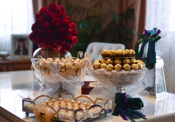 Süßigkeiten Schokoladenbällchen Auf Einem Tisch Bild — Stockfoto