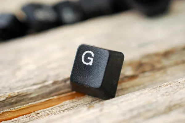 Letter Computer Keyboard Buttons Old Wood Background Image — Stock Photo, Image