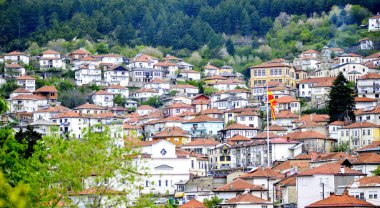 Krusevo , Makedonya - 5 Mayıs 2019: Kuzey Makedonya, Balkanlar'da kruşevo şehrinin Wiev'i