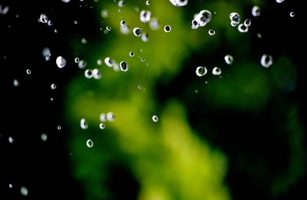 Wassertropfen plätschern, Wasserfliege schwebt in der Luft — Stockfoto