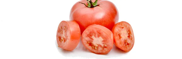 白い背景画像に新鮮なトマトスライス — ストック写真