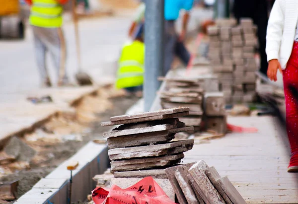 Municipal work, reconstruction of a street road — Stock Photo, Image